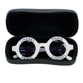 Chanel Vintage Round White Sunglasses