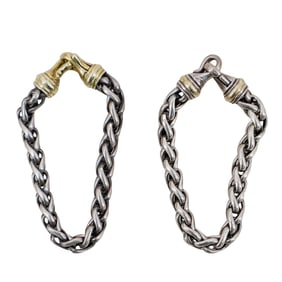 (2 Pc) David Yurman 18k Gold & Sterling Silver Bracelets