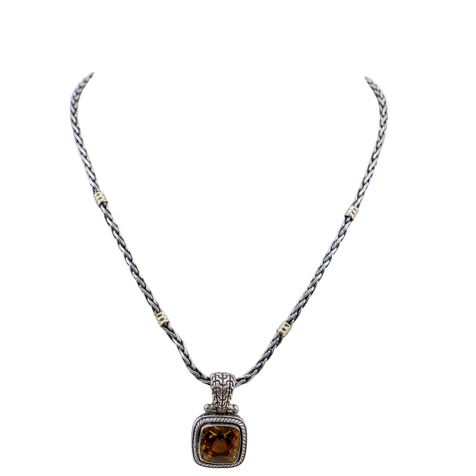 David Yurman Style Necklace W/ Citrine Pendant (1 of 5)