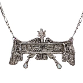 Deangelo Sterling and Opaline Pendant Chain