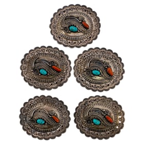 (5 Pc) Navajo Style Sterling Silver Belt Loops