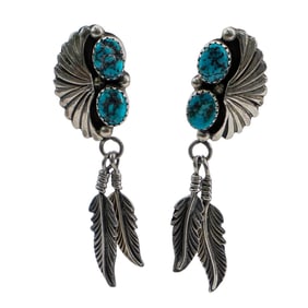 Navajo Sterling Silver Feather Earrings