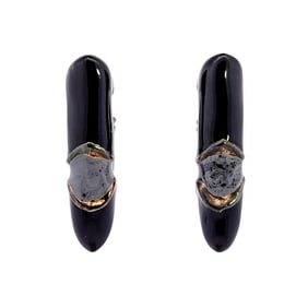 (2 Pc) Sterling Silver & Enamel Earrings