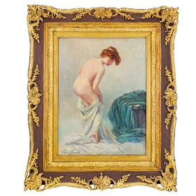 Victor Gabriel Gilbert (French, 1847–1933) Nude With Drapes Oil On Canvas