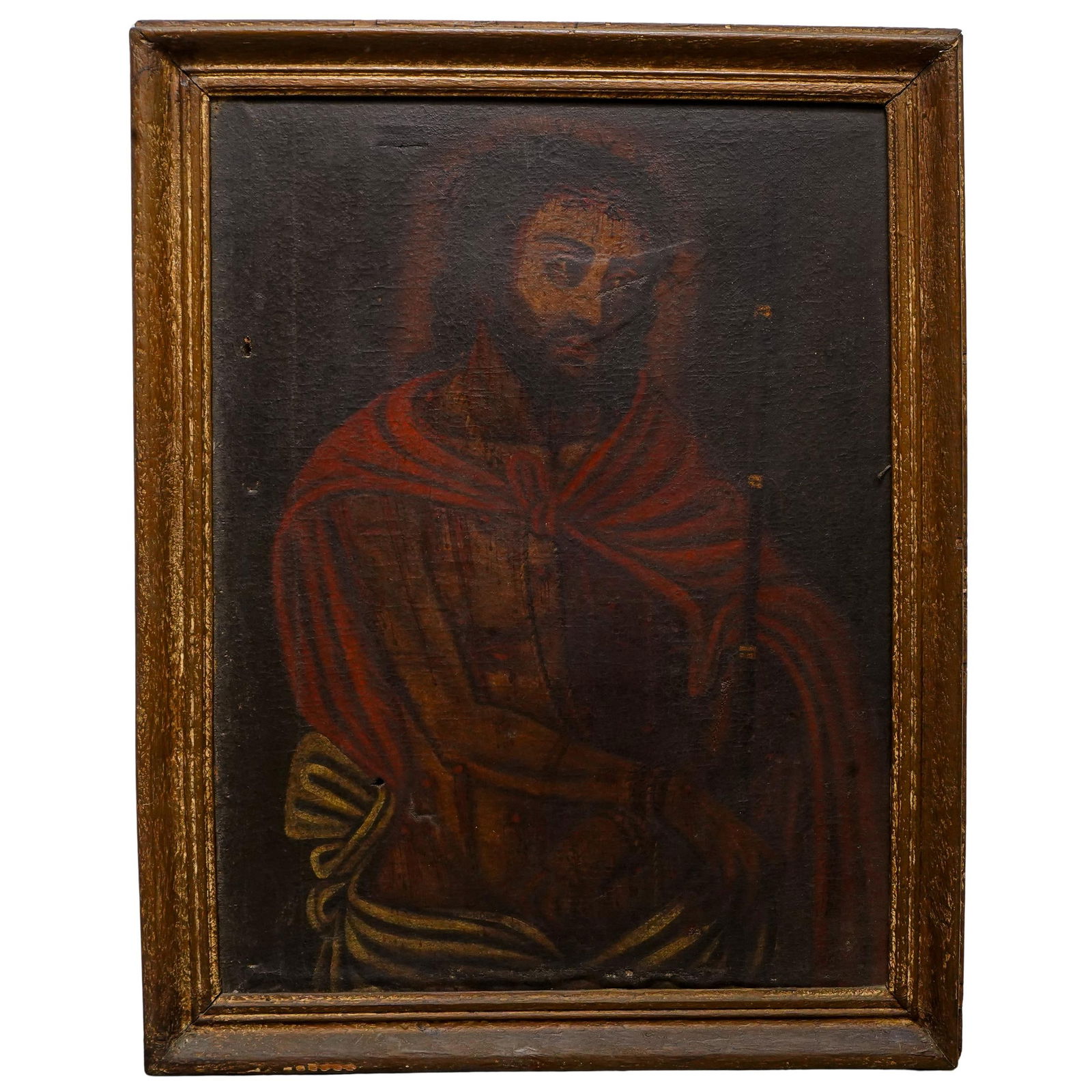 Antique Cuzco School Flagellated Christ Oil On Canvas (1 of 5)