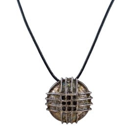 Signed K.K Sterling Cage Pendant Necklace