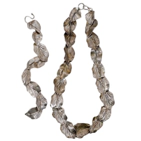Signed KK Sterling Leaf Necklace & Bracelet