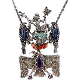 Deangelo Sterling, Lapis, Coral and Amethyst Figural