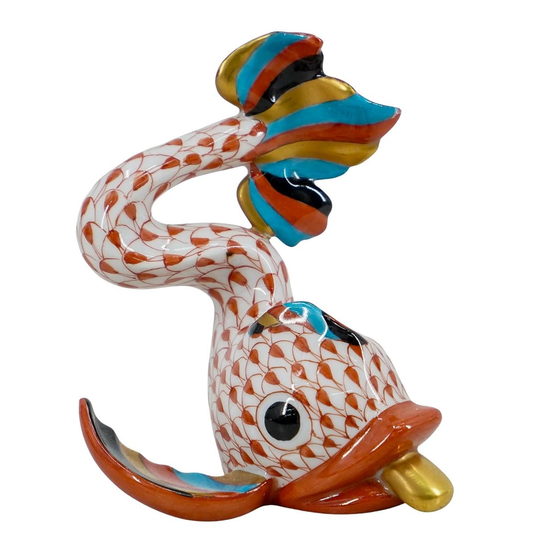 Herend Porcelain Small "Koi Fish" Rust Fishnet Figurine (1 of 4)