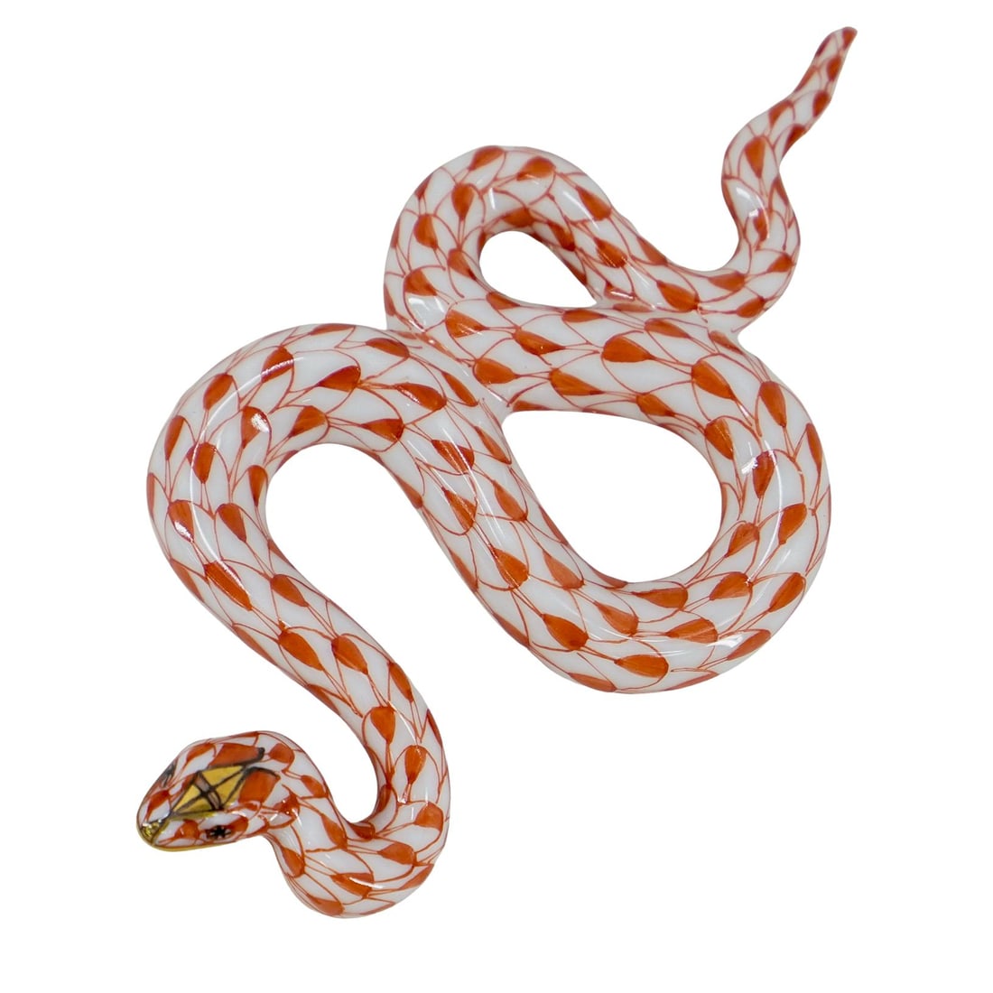 Herend Porcelain "Miniature Snake" Rust Fishnet Figurine (1 of 2)