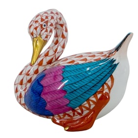 Herend Porcelain "Swan" Rust Fishnet Figurine