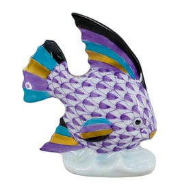 Herend Porcelain "Fish" Purple Fishnet Figurine