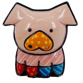 Romero Britto 2010 Miniature "Pearle" Pig Polyresin Sculpture