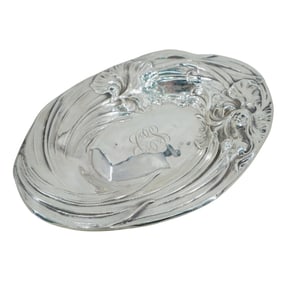 Art Nouveau Sterling Silver Figural Oval Dish