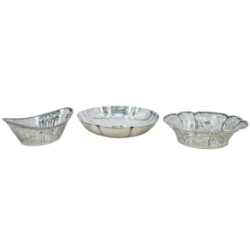 (3 Pc) Sterling Silver Small Bon Bon Dish Grouping Set