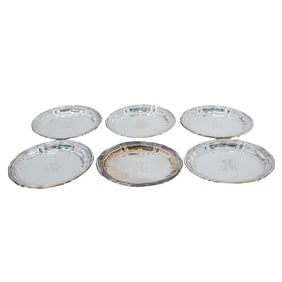 (6 Pc) German 800 Silver Monogrammed Small Dishes Set