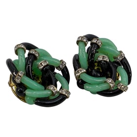 Clip-On Jade & Onyx Bead Earrings
