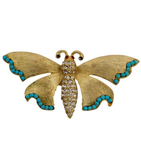 Vintage Gold Tone Butterfly Brooch