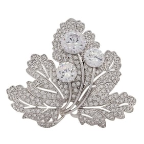 Kenneth Lane Costume Rhinestone Leaf Brooch
