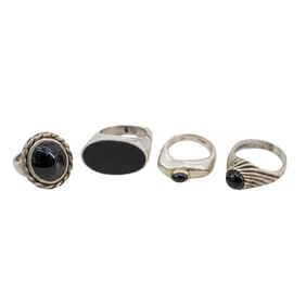 (4 Pc) Sterling Silver and Stone Rings