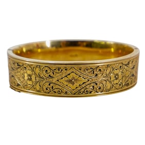 Vintage Floral Gold Filled Bangle Bracelet