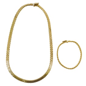 Vintage Monet Mesh Gold Necklace & Bracelet