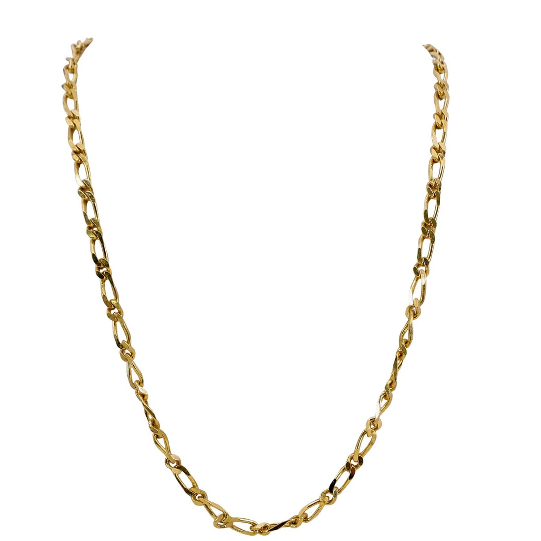Monet Gold Tone Figaro Chain Necklace: DESCRIPTION: Signed Monet gold toned figaro style necklace CIRCA: ORIGIN: USA DIMENSIONS: 15" Long (clasped) CONDITION: Great condition. Unless otherwise stated, all information provided is the opinio