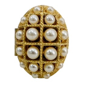Vintage Avon Pearl Gold Locket Ring