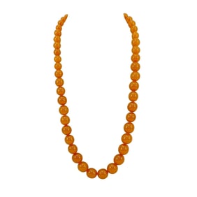 Chinese Graduated Amber Beaded Necklace