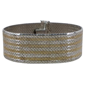 Sterling Silver & Gold Tone Mesh Bracelet