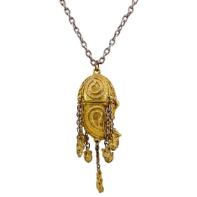 Azuree Gold Tone Horn Perfume Necklace