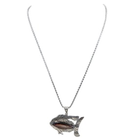 Sterling Silver Necklace W/ Fish Pendant