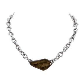 Black Crystal Rock Chain Necklace