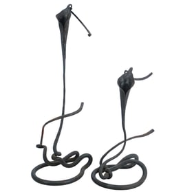 (2 Pc) Jack Brubaker Wrought Iron Lily Candlesticks