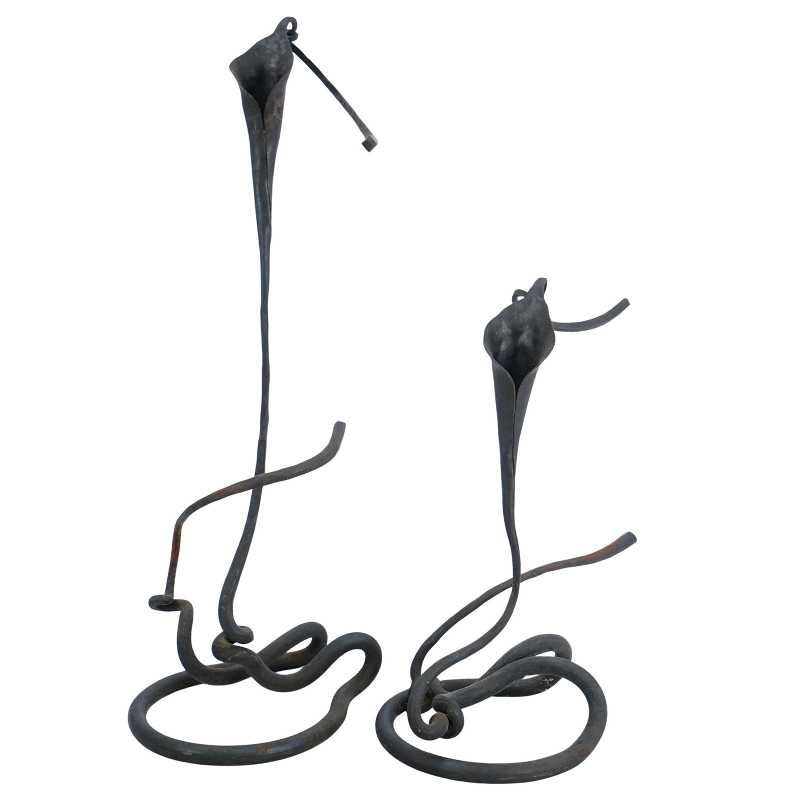 (2 Pc) Jack Brubaker Wrought Iron Lily Candlesticks (1 of 9)