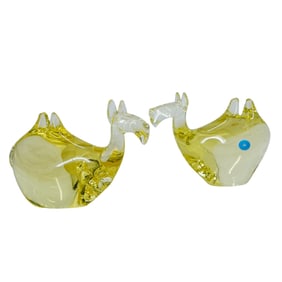 Pair Of Vintage Bohemian Art Glass Camels
