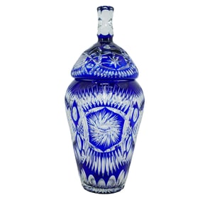 Vintage Bohemian Lidded Cut Glass Jar