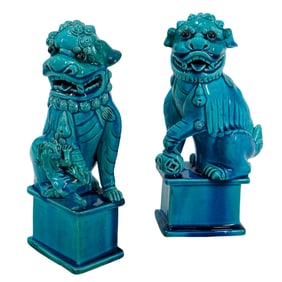 Pair Of Vintage Chinese Porcelain Guardian Lions