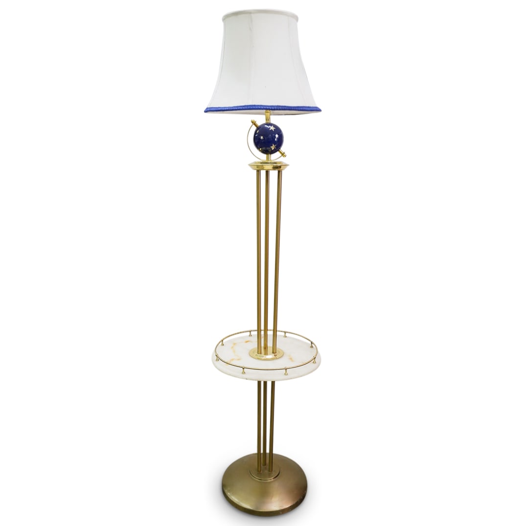 Disney's Yacht Club Suite Floor Lamp: DESCRIPTION: Disney's Yacht Club, original Disney's Yacht Club suite lamp. Features a whimsical design with marble-like globe, and onyx mounted shelf surface. CIRCA: 2010 ORIGIN: USA DIMENSIONS: H: 71