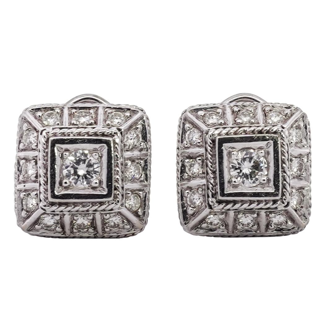 Pair 18k White Gold & Diamond Earrings (1 of 3)