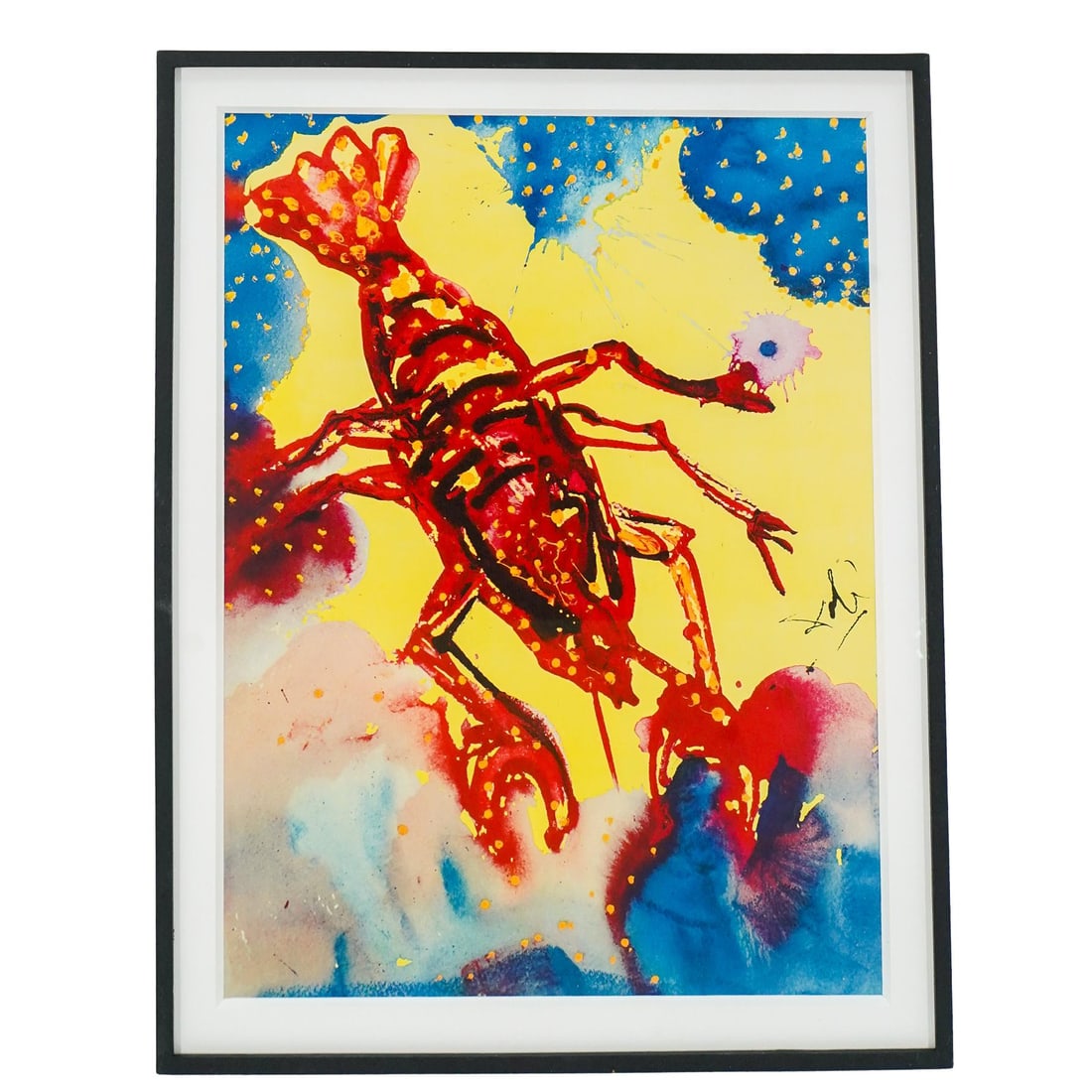 Salvador Dali "Cancer" Color Lithograph: DESCRIPTION: Salvador Dali "Cancer" color lithograph, from suite "Signs of the Zodiac". Published by Penn Prints Inc. New York, from the Rare Limited Edition. Signed in plate. Matted and framed with o