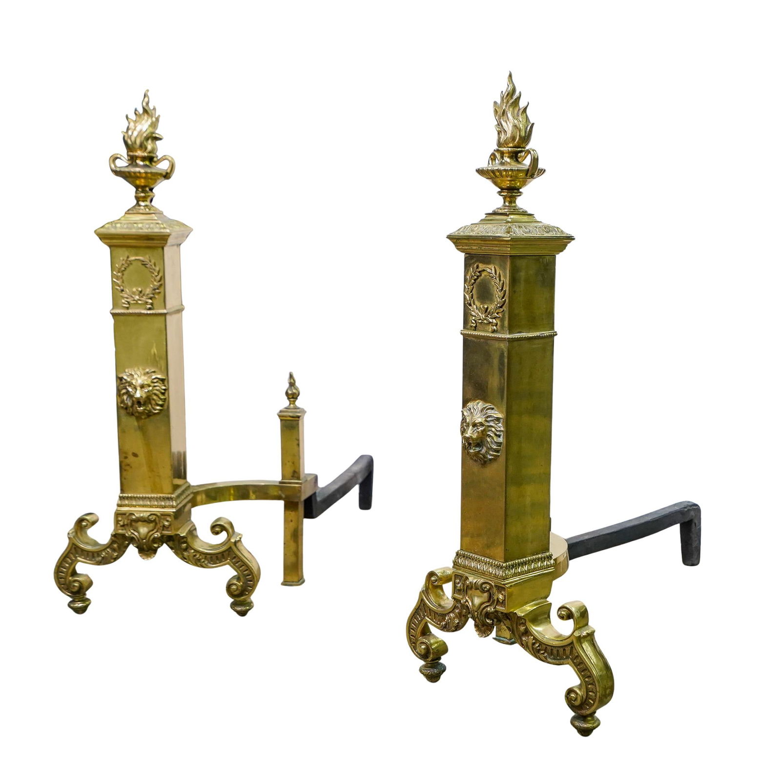 Pair Of Antique French Gilt Bronze Empire Style Andirons (1 of 12)