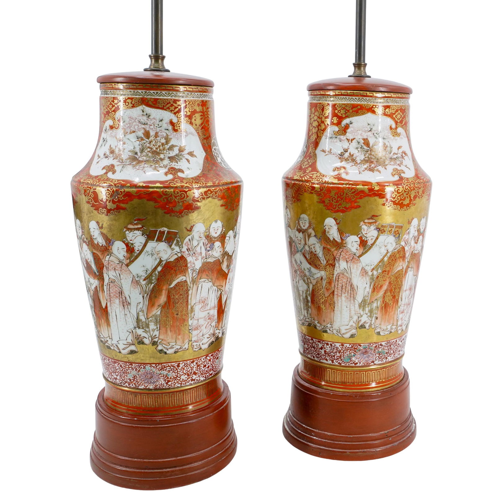 Pair Of Japanese Kutani Porcelain Vase Table Lamps (1 of 11)