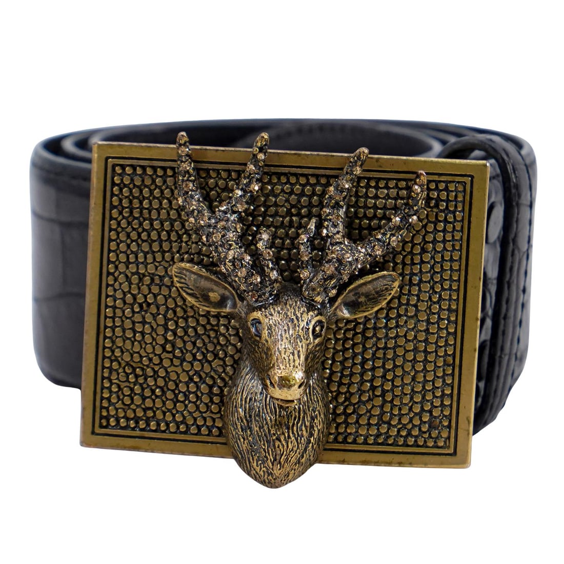 Ralph Lauren Brass Stag Head Alligator Belt (1 of 8)