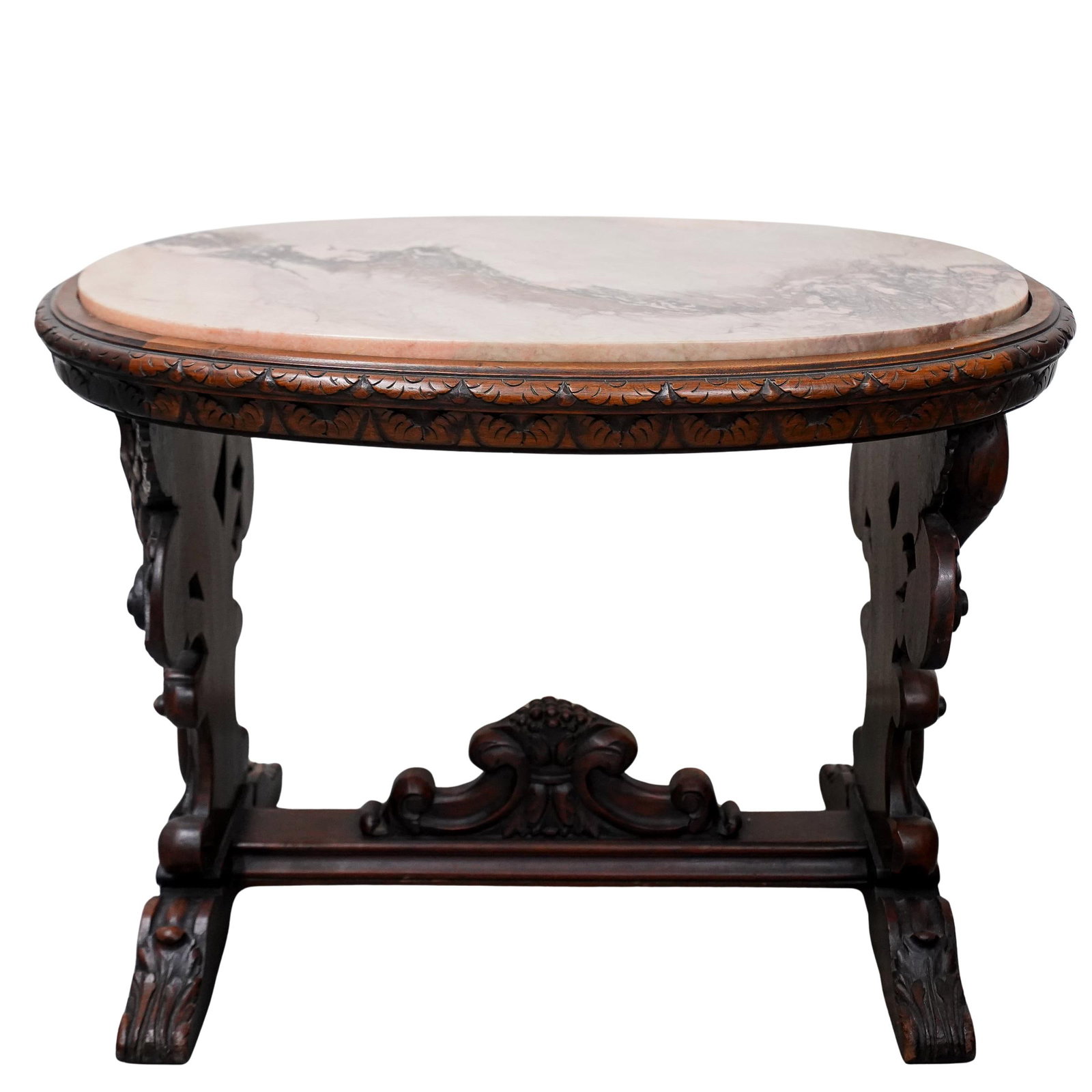Renaissance Style Marble & Wood Side Table (1 of 10)
