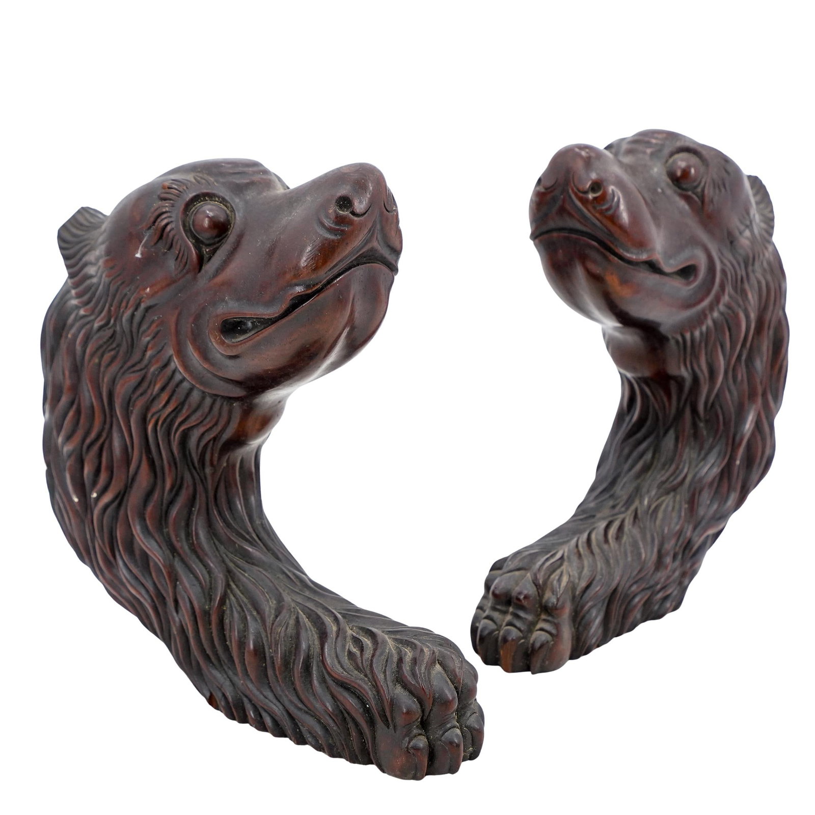 Pair Of Architectural Salvage Carved Wood Wolf Adornments (1 of 9)