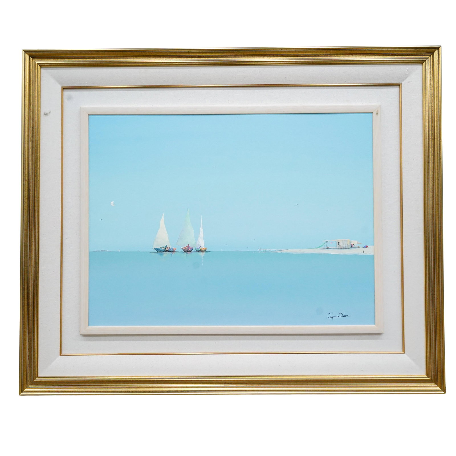 Alejandro Lucas Debonis (Argentinian,1951) Sailboats On Beach Oil On Canvas (1 of 6)