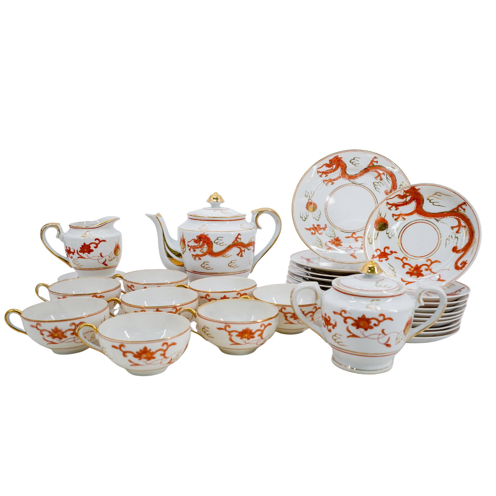 (29 Pc) Occupied Japan Porcelain Dragon Tea Set (1 of 20)