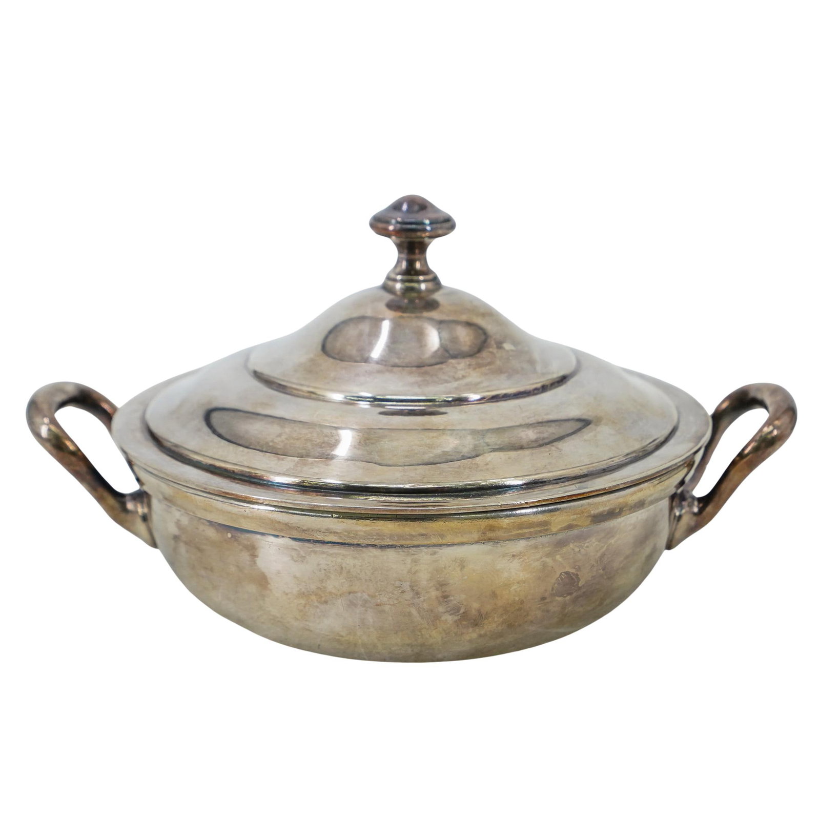 Antique Train Service Silver Plate Small Covered Round Bowl (1 of 7)