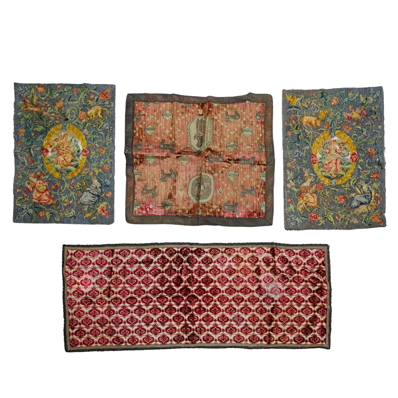 (4 Pc) Antique Fabrics Assorted Grouping (1 of 17)